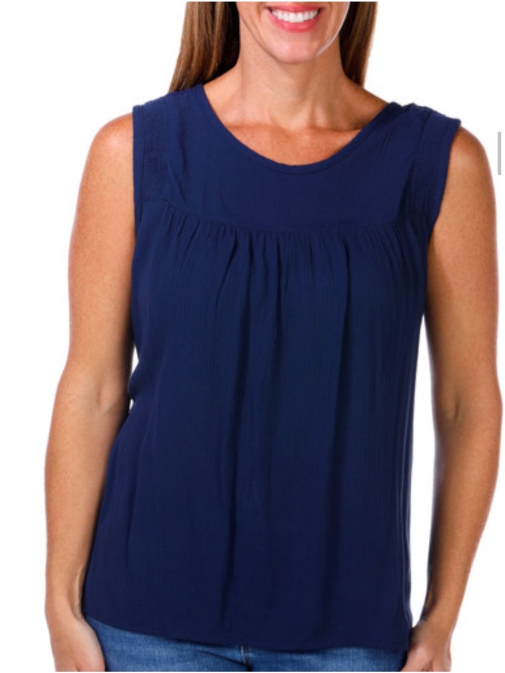 Coral Bay Women's Blue Sleeveless Pleated Tank Size M NWT
